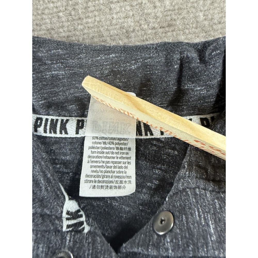 Victoria Secret PINK Women's Gray Cropped Pullover Hoodie XS Quarter Snap - Picture 6 of 6